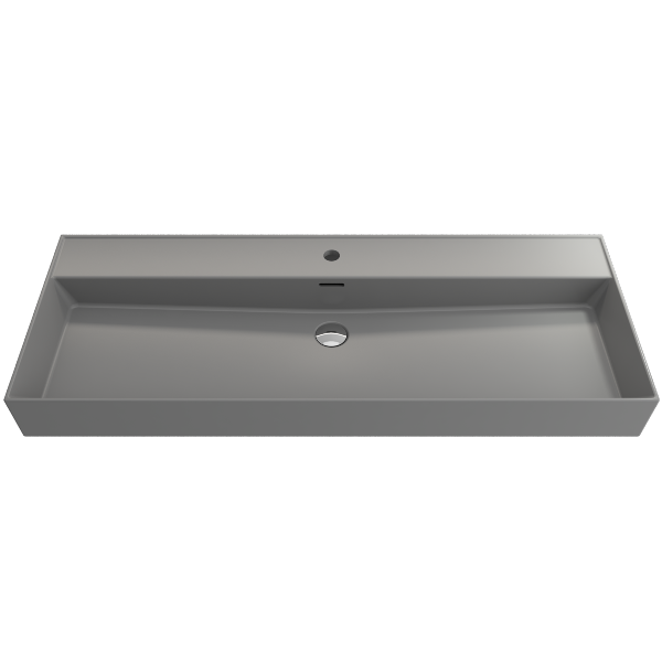 BOCCHI Milano 47" Matte Gray 1-Hole Wall-Mounted Bathroom Sink Fireclay with Overflow