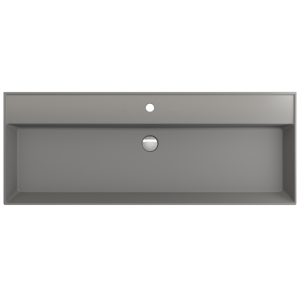 BOCCHI Milano 47" Matte Gray 1-Hole Wall-Mounted Bathroom Sink Fireclay with Overflow