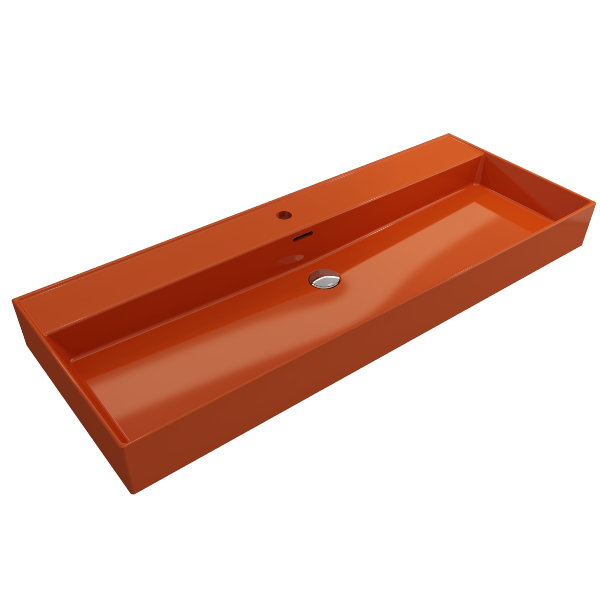 BOCCHI Milano 47" Orange 1-Hole Wall-Mounted Bathroom Sink Fireclay with Overflow