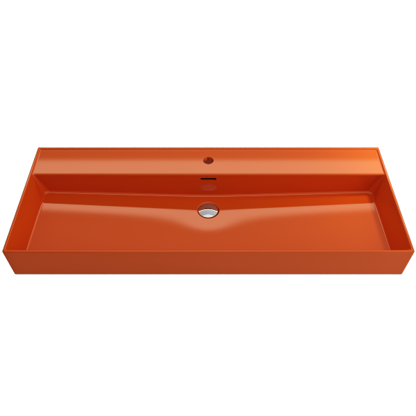 BOCCHI Milano 47" Orange 1-Hole Wall-Mounted Bathroom Sink Fireclay with Overflow