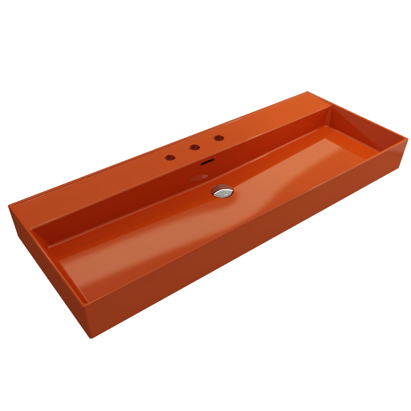 BOCCHI Milano 47" Orange 3-Hole Wall-Mounted Bathroom Sink Fireclay with Overflow
