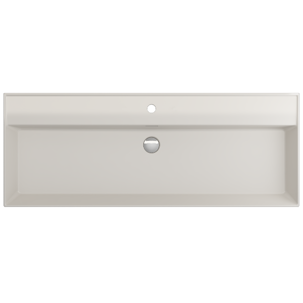 BOCCHI Milano 47" Biscuit 1-Hole Wall-Mounted Bathroom Sink Fireclay with Overflow