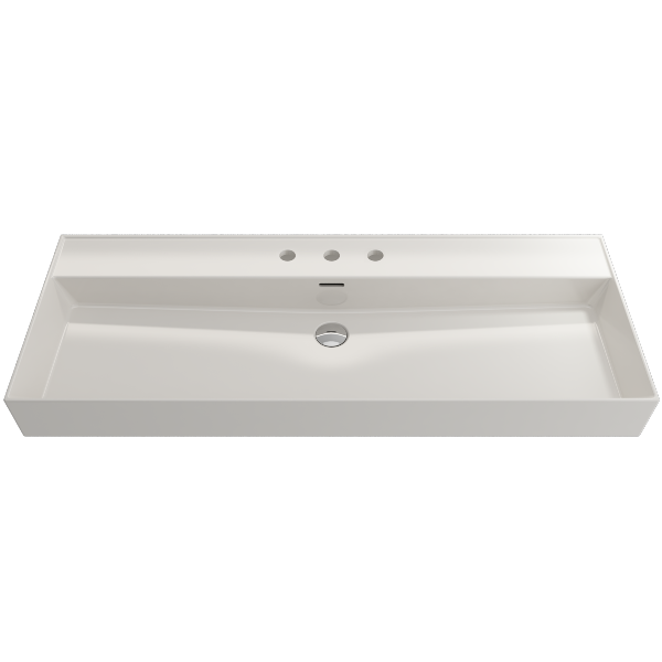 BOCCHI Milano 47" Biscuit 3-Hole Wall-Mounted Bathroom Sink Fireclay with Overflow