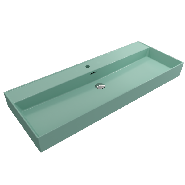 BOCCHI Milano 47" Matte Mint Green 1-Hole Wall-Mounted Bathroom Sink Fireclay with Overflow