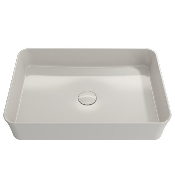 BOCCHI Sottile 21" Biscuit Rectangle Fireclay Vessel Bathroom Sink with Drain Cover