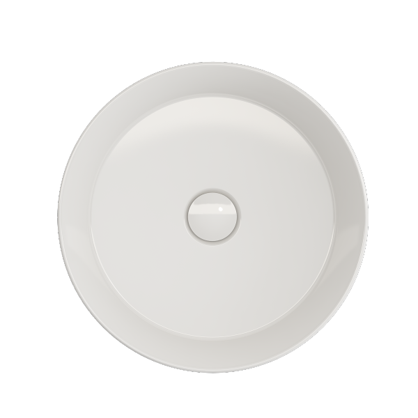 BOCCHI Sottile 15" White Round Vessel Fireclay Bathroom Sink with Drain Cover