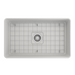 BOCCHI Aderci 30" Matte White Single Bowl Ultra-Slim Fireclay Farmhouse Sink Top View with Grid