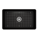 BOCCHI Aderci 30" Matte Black Single Bowl Ultra-Slim Fireclay Farmhouse Sink Top View w/ Grid