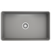 BOCCHI Aderci 30" Matte Gray Single Bowl Ultra-Slim Fireclay Farmhouse Sink Top View w/o Grid