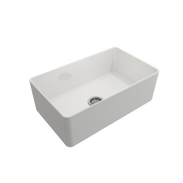 BOCCHI Aderci 30" White Single Bowl Ultra-Slim Fireclay Farmhouse Sink