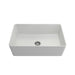 BOCCHI Aderci 30" Matte White Single Bowl Ultra-Slim Fireclay Farmhouse Sink Front View w/o Grid