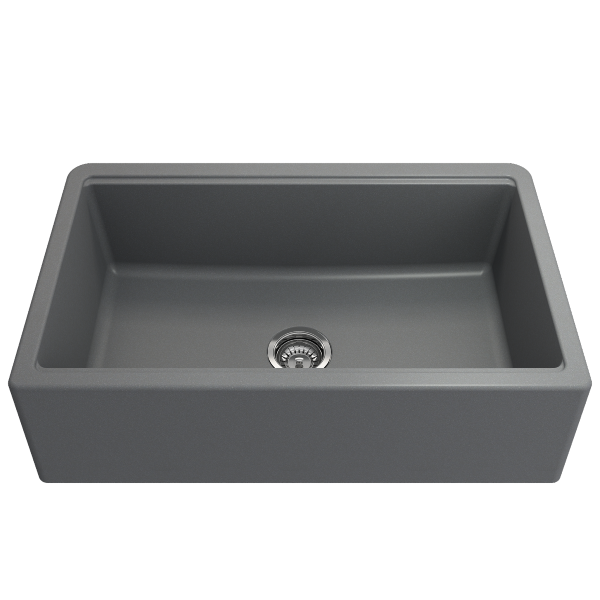 BOCCHI Arona 33" Concrete Gray Single Bowl Reversible Farmhouse Granite Sink