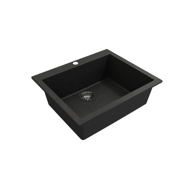 BOCCHI Campino Uno 24" Matte Black Single Bowl Granite Undermount Sink