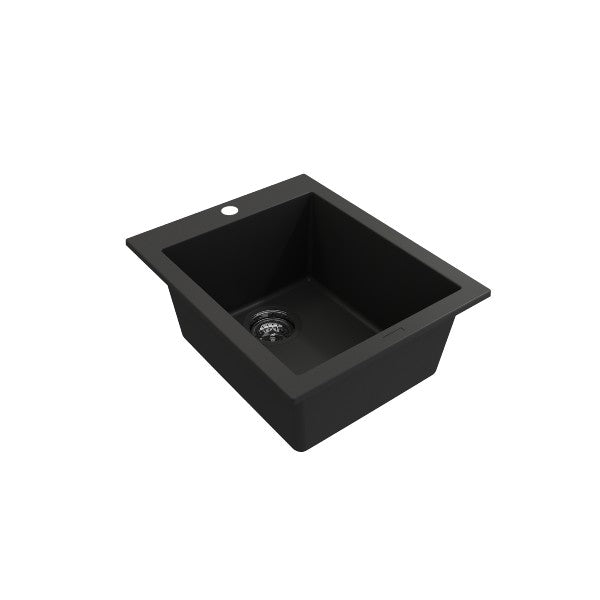 BOCCHI Campino Uno 16" Matte Black Single Bowl Granite Undermount Bar Sink