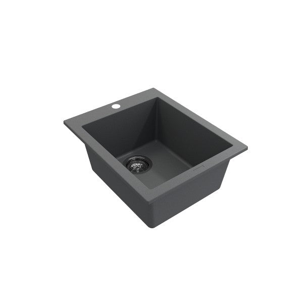 BOCCHI Campino Uno 16" Concrete Gray Single Bowl Granite Undermount Bar Sink