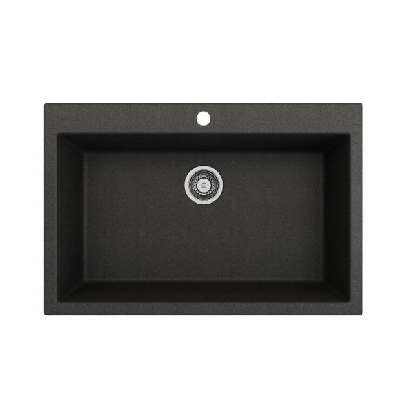 BOCCHI Baveno Lux 34" Metallic Black Single Bowl Granite Sink w/ Integrated Workstation