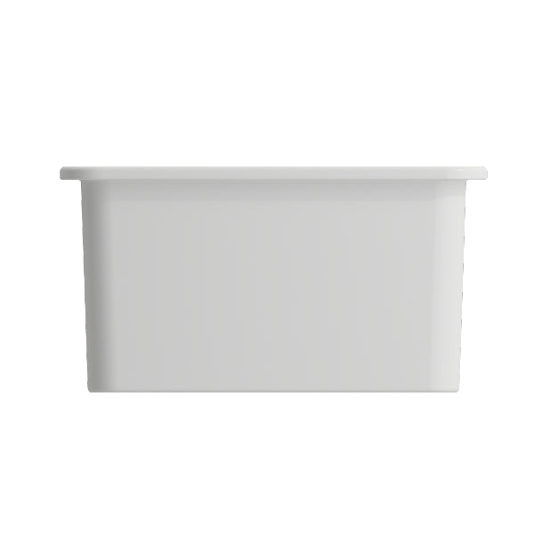 BOCCHI Sotto 24" Matte White Single Bowl Fireclay Dual-Mount Kitchen Sink w/ Grid