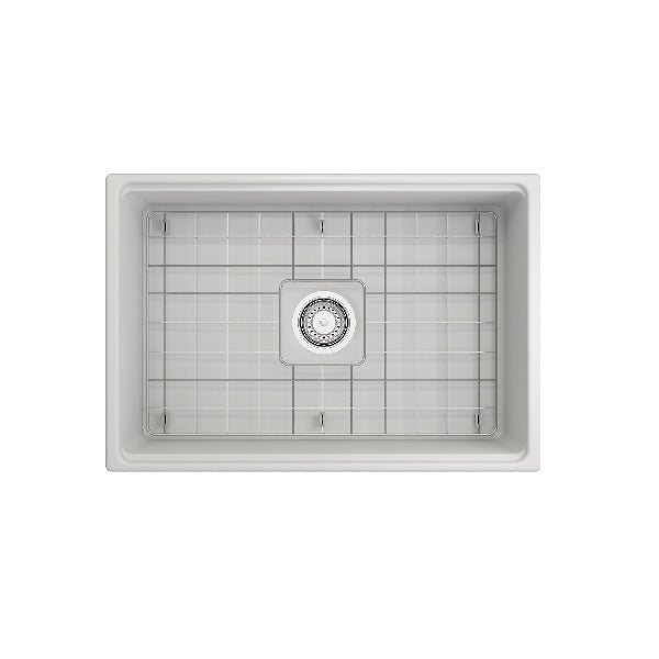 BOCCHI Contempo 27" Matte White Single Bowl Fireclay Integrated Work Station Sink w/ Step-Rim