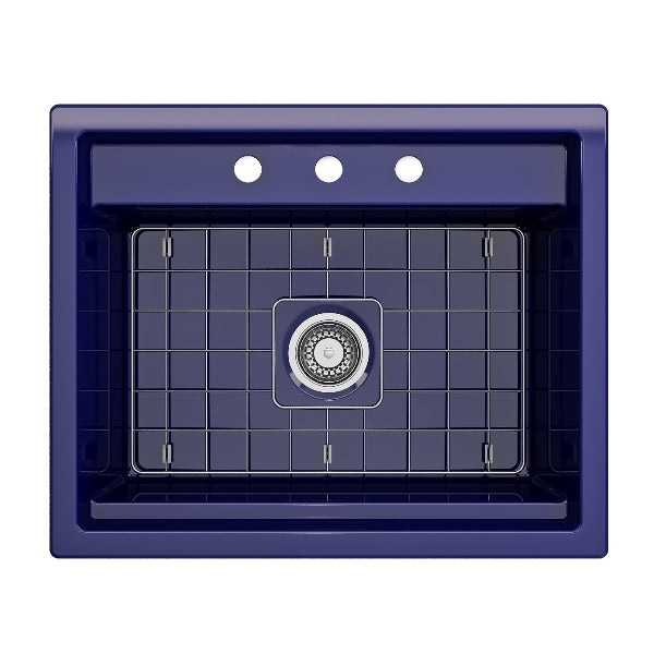 BOCCHI Baveno Uno 27" Blue Fireclay Single Bowl Dual-Mount Sink with Integrated Workstation