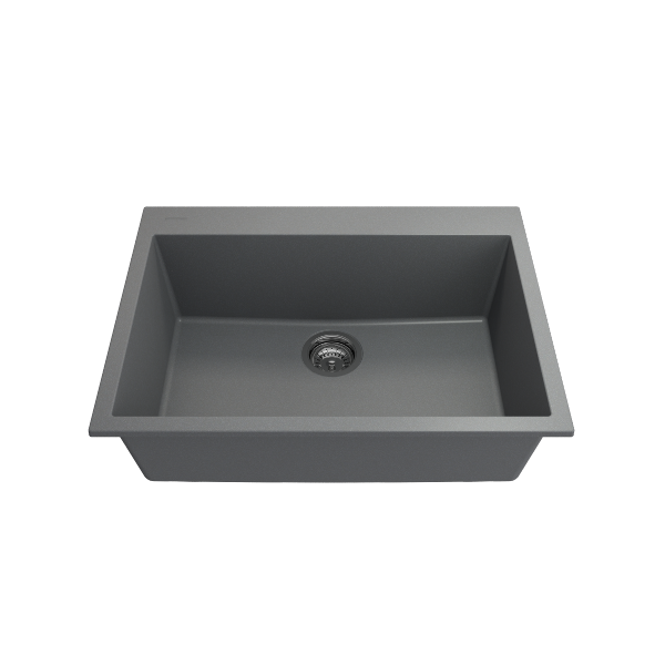 BOCCHI Campino Uno 27" Matte Black Single Bowl Dual-Mount Granite Composite Sink