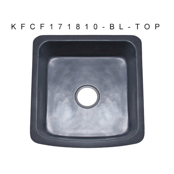 Allstone KFCF171810-BL 17" Black Lava Curved Single Bowl Stone Farmhouse Sink