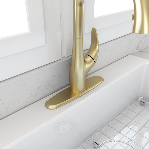 BOCCHI 2180 0004 Brushed Gold Traditional Kitchen Faucet Deck Plate Oval