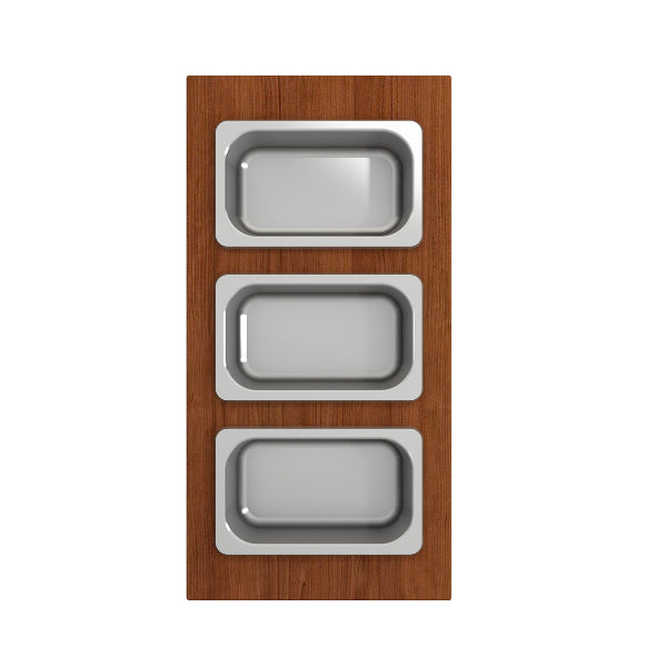 BOCCHI 2320 0013 Wood Board with 3 Rectangular Stainless Steel Bowls