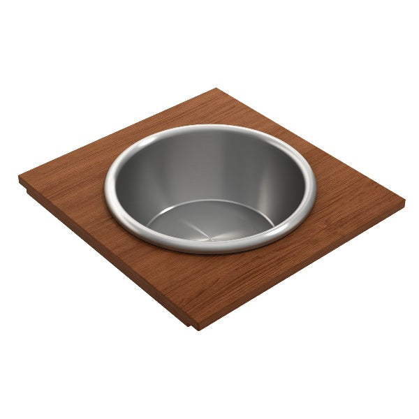 BOCCHI 2320 0014 Wood Board with Large Round Stainless Steel Mixing Bowl and Colander