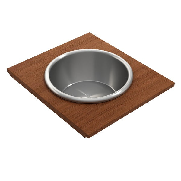 BOCCHI 2320 0015 Wood Board with Large Round Stainless Steel Mixing Bowl and Colander
