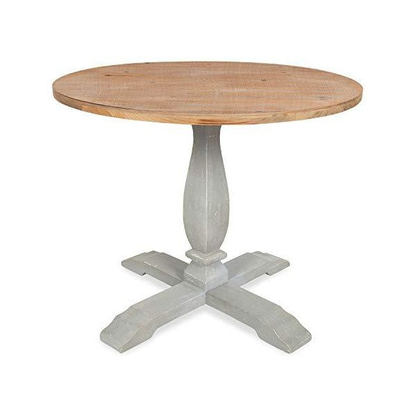 Kate and Laurel Bellmead 36" Gray Wood Round Pedestal Dining Table