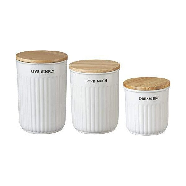 Primitives by Kathy 17" White Modern Farmhouse Nesting Kitchen Canister Jars - Set of 3
