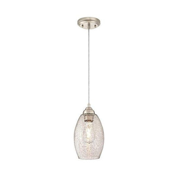 Westinghouse Lighting 62" Brushed Nickel Indoor Mini Pendant w/ Clear Crackle Glass