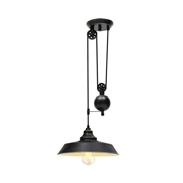KingSo 12 " Oil Rubbed Bronze Rustic Pulley Pendant Light