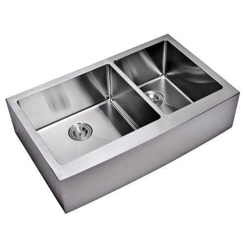 Water Creation SSSG-AD-3622B-16 36" Stainless Steel Double Bowl Farmhouse Sink - Annie & Oak