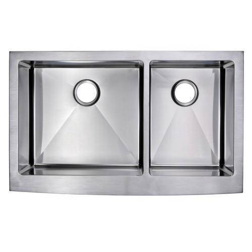 Water Creation SSSG-AD-3622B-16 36" Stainless Steel Double Bowl Farmhouse Sink - Annie & Oak
