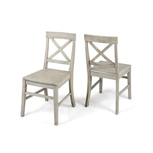 Great Deal Furniture Truda 21" Light Grey Acacia Wood Farmhouse Dining Chairs