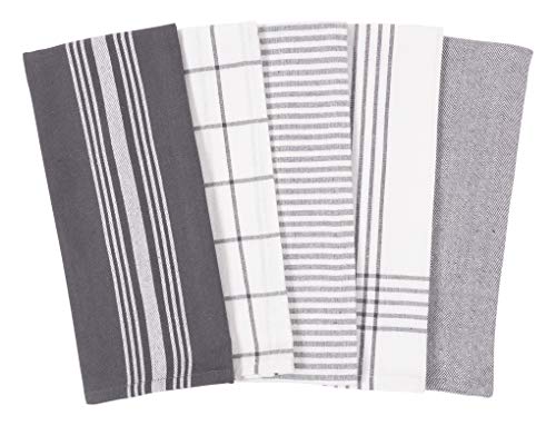 KAF Home Soho Kitchen Dish Towel Set of 10 | 18 x 28 Inch Tea Towels | Soft and Absorbent Mixed Set of Flat Towels (Charcoal)