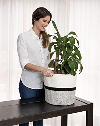indoor plants in baskets OrganiHaus 2-Pack Black Cotton Rope Planter Baskets for Indoor Plants — Annie & Oak