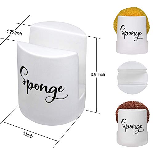 Home Acre Designs Sponge Holder for Kitchen Sink - Ceramic Porcelain Cup for Sponges - Rustic Farmhouse Decor - White