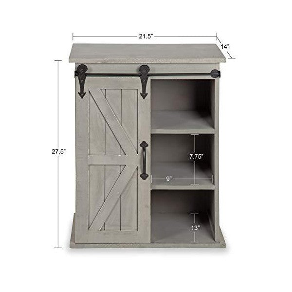 Kate and Laurel Cates 14" Gray Wooden Freestanding Storage Cabinet w/ Sliding Barn Door