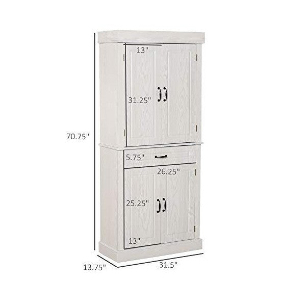 HOMCOM 70.75 Kitchen Pantry Storage Cabinet with Storage, White