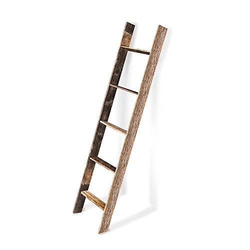 BarnwoodUSA Rustic Farmhouse Blanket Ladder - Our 5 ft Ladder can be Mounted Horizontally or Vertically and is Crafted from 100% Recycled and Reclaimed Wood | No Assembly Required