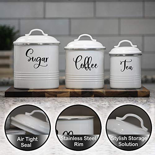 Outshine Co Mint Farmhouse Nesting Kitchen Canisters (Set of 3) - Sugar, Tea, Coffee Canisters