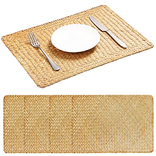 Demetex Linen Placemats Set of 4 Heat Resistant Table Place Mats