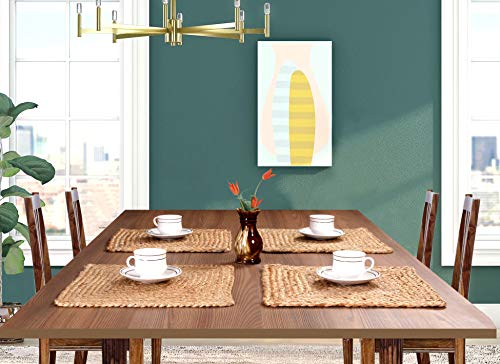 Glamburg Jute Braided Placemats Set of 4 Reversible, 100% Jute, Nonslip 14x14 Square Farmhouse Vintage Jute Placemats for Dining Table, Perfect for Indoor Outdoor, Natural