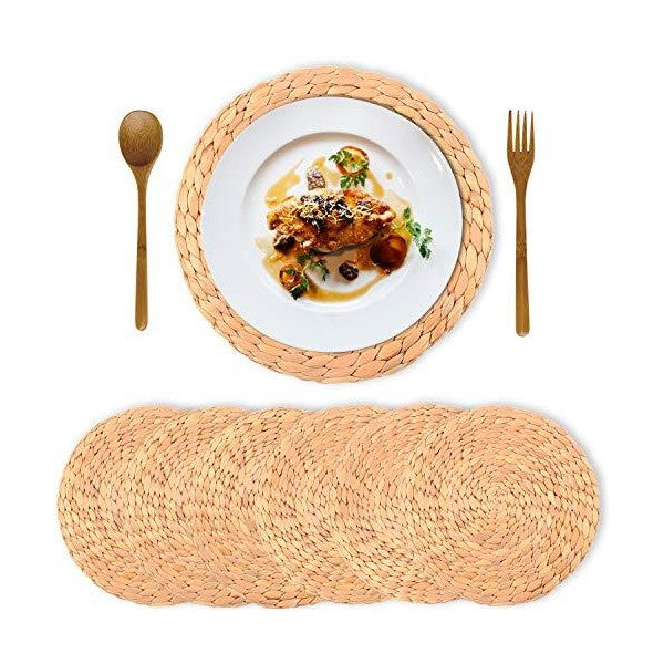 Truth Equeen Hyacinth 13" Round Farmhouse Woven Placemats - Set of 6