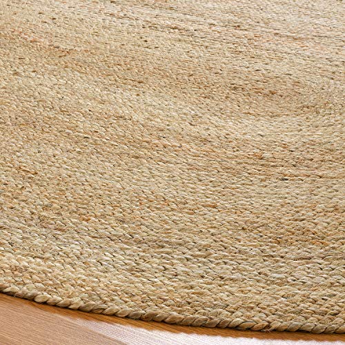 Superior Hand Woven Natural Fiber Reversible High Traffic Resistant Braided Jute Area Rug, 8' x 10' Oval