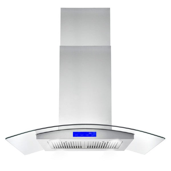Cosmo COS-668ICS900 36" Stainless Steel 380 CFM Island Range Hood with Glass Canopy