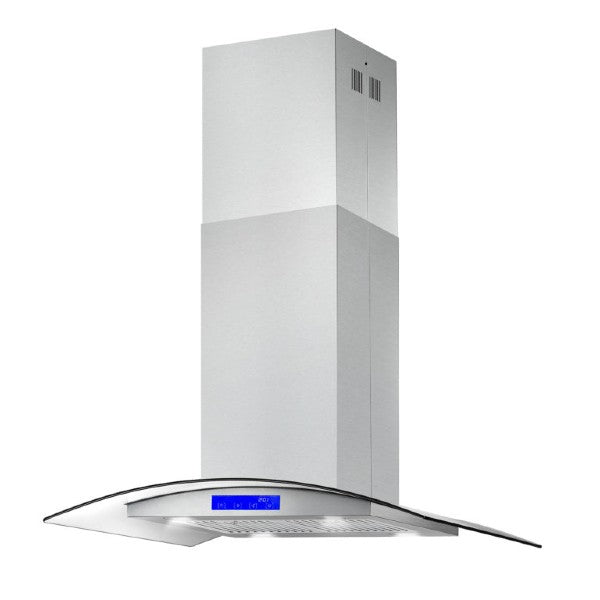 Cosmo COS-668ICS900 36" Stainless Steel 380 CFM Island Range Hood with Glass Canopy