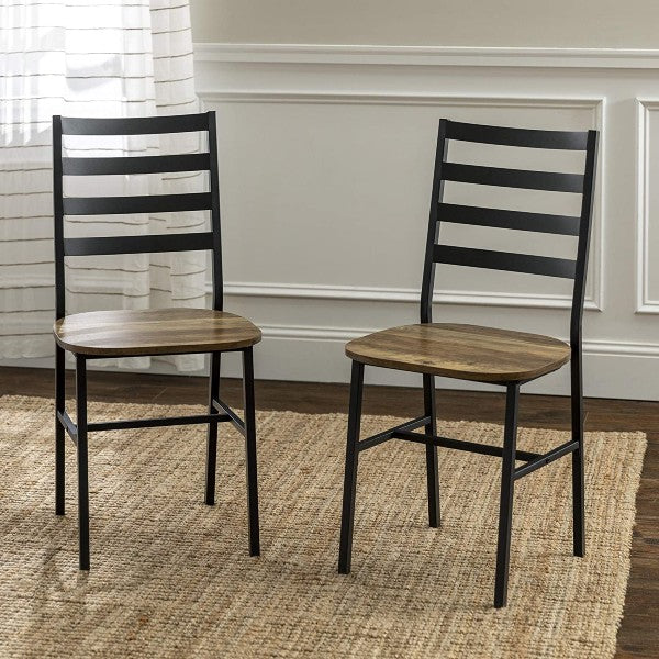 Walker Edison 36" Driftwood Industrial Farmhouse Wood Dining Chairs -Set Of 2